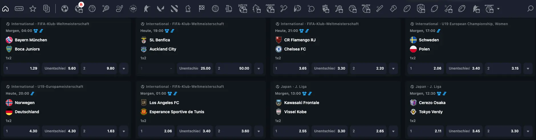 Infinity Live-Sportwetten